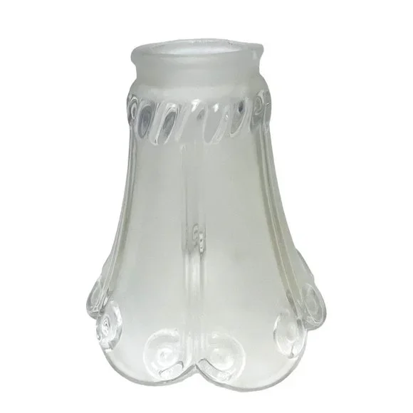 Vintage Clear Frosted Replacement Thick Glass Lamp Shade Bell Etched Ceiling Fan - Picture 8 of 13